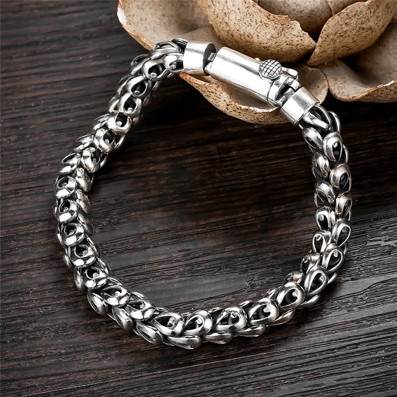 V.YA 925 пробы серебро тяжелый браслет для Для мужчин панк Мужчин's серебряные