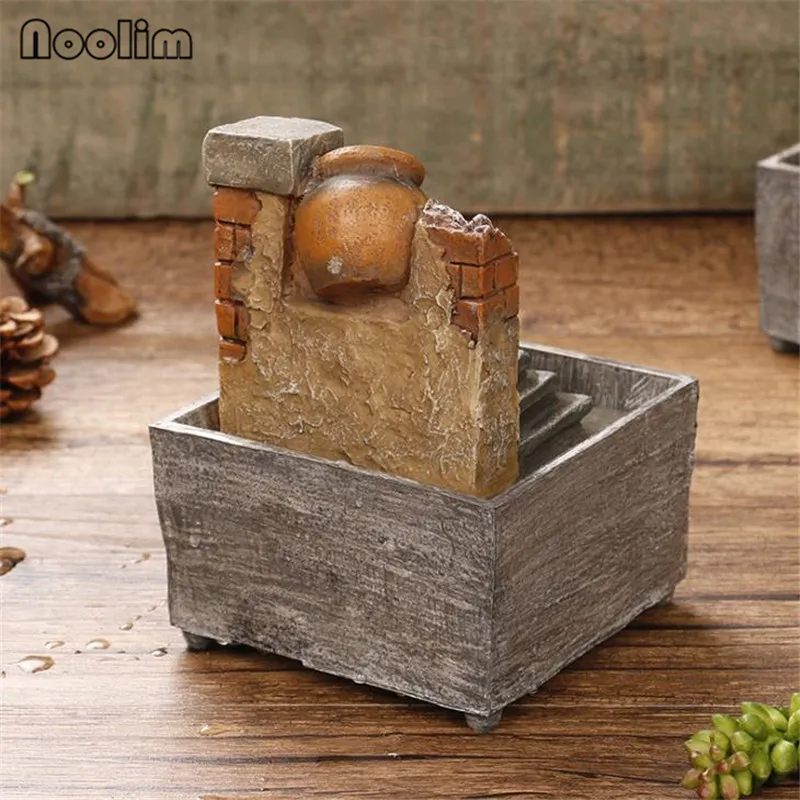 Resin Creative Indoor Feng Shui Turn Water Fountain Desk Decoration Home Accessories Micro Landscape Desktop Ornaments | Дом и сад