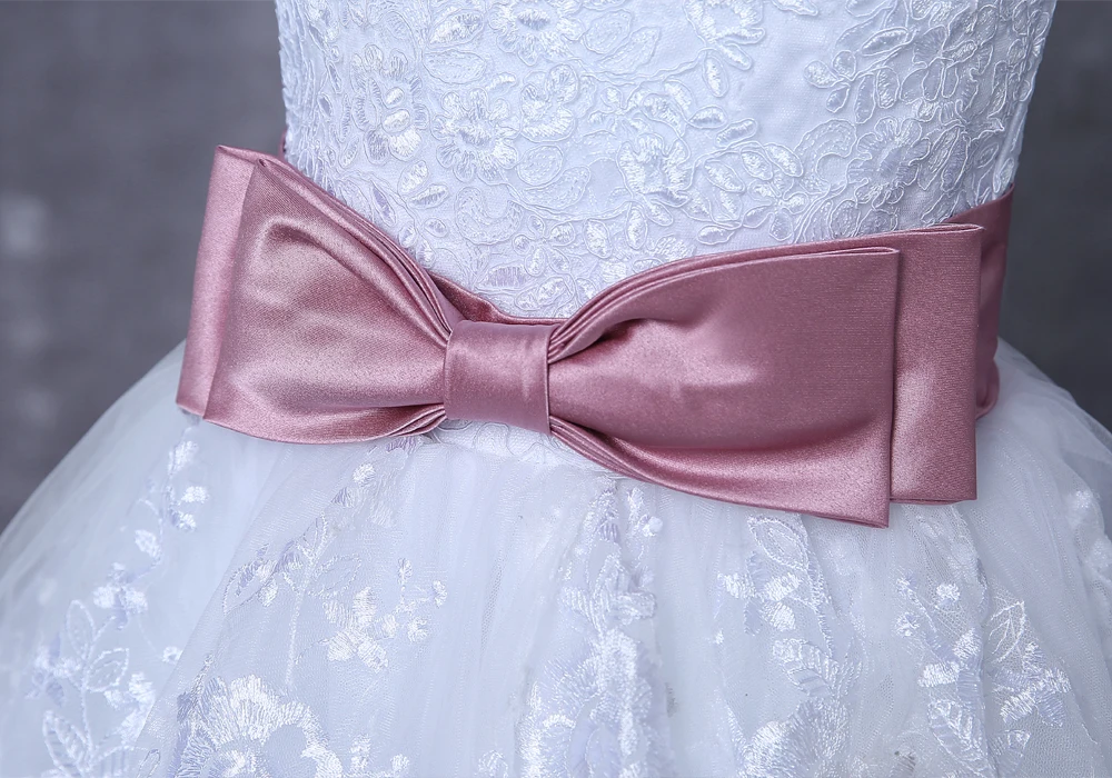 

White Flower Girl Dresses For Weddings Ball Gown Cap Sleeves Tulle Lace Bow First Communion Dresses For Little Girls