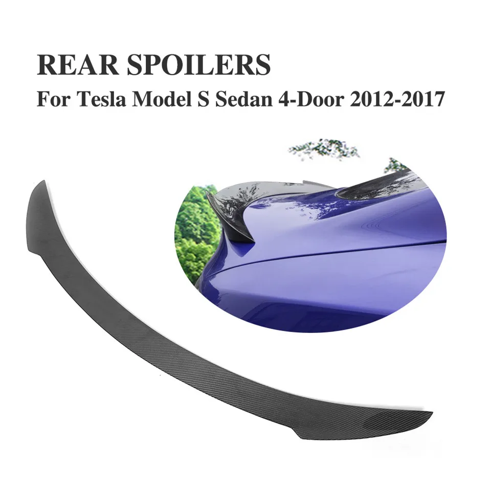 Real Carbon Fiber Rear Trunk Wing Spoiler for Tesla Model S Sedan 2012 - 2019