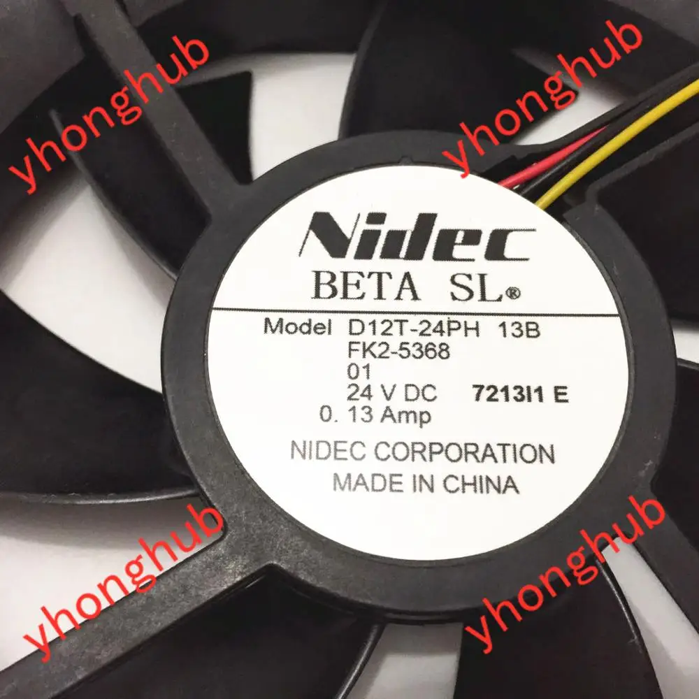 Серверный охлаждающий вентилятор Nidec D12T 24PH 13B FK2 5368 DC 24V 0.13A 120x120x25 мм 3