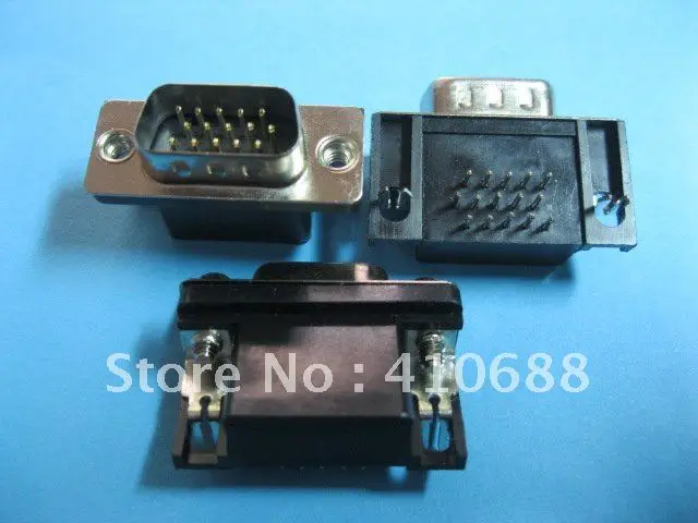 D-Sub 15-контактный Штекерный разъем для печатной платы прямой угол 3 ряда