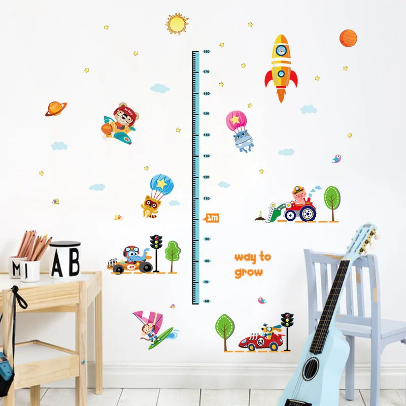 [Fundecoration] ракета бульдозер дети измерения высоты настенные наклейки для детских