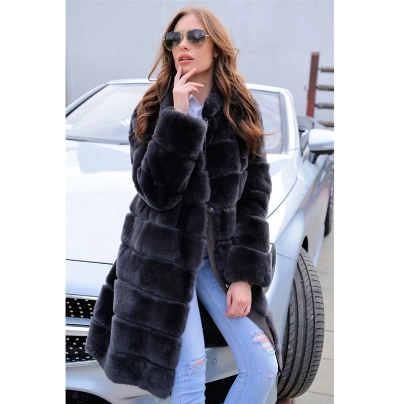 

Rabbit Fur Jacket Fashion Slim Real Fur Coats For Women 2021 Winter Sale Whole Skin Plus Size Real Collar Classic Natural Fur
