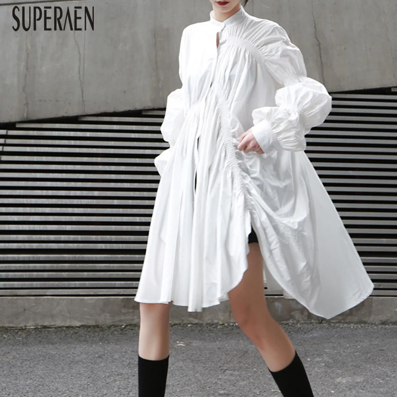 SuperAen, Европейское женское платье, модное, однотонное, хлопковое, необычное, женское платье, новинка весны и лета, новая женская одежда