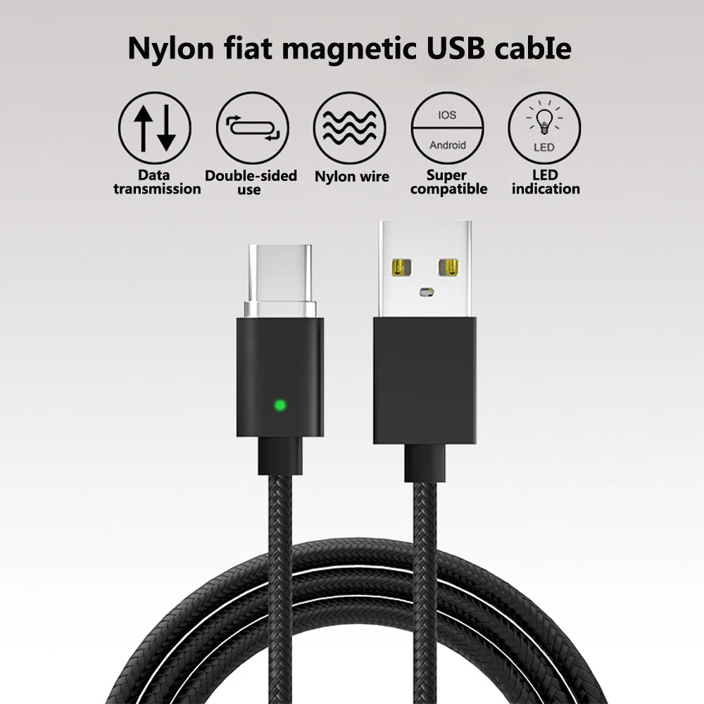 Магнитный зарядный кабель для Micro Usb Type C 3A адаптер быстрой зарядки светодиодный 8