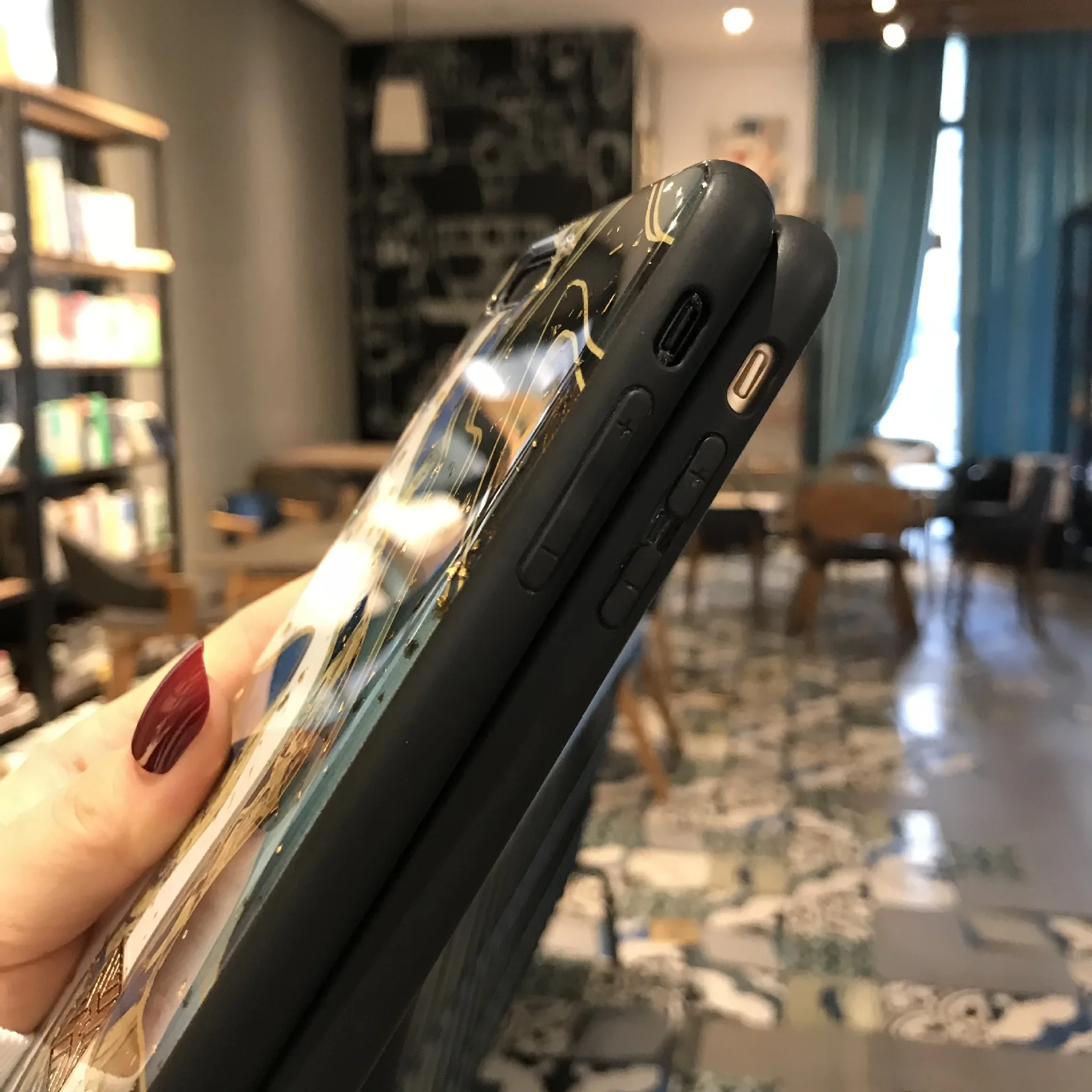 Чехол для Телефона iPhone X XS Max XR из золотой фольги с мраморной отделкой мягкий