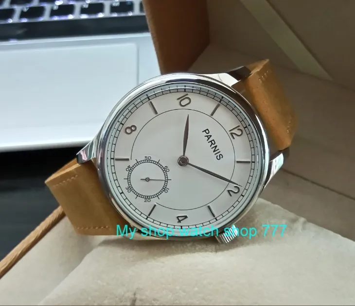 Механические часы PARNIS Pilot Asian 6498 44 мм механические мужские с белым циферблатом опт