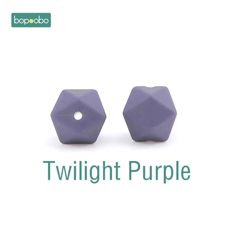 Twilight Purple Bopoobo 10 шт. 14 мм шестигранные силиконовые бусины детский Прорезыватель экологичный BPA Бесплатно Детские Прорезыватели для прорезывания зубов, цепочки, бусины для малышей - Цвет: Twilight Purple