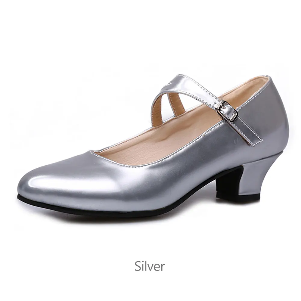 Silver 3.5cm heel Новинка; Современная обувь для латинских танцев для женщин и девушек; кожаная обувь для танго и сальсы; Обувь для бальных танцев и вечеринок; Каблук 3,5 см; резиновая подошва - Цвет: Silver 3.5cm heel