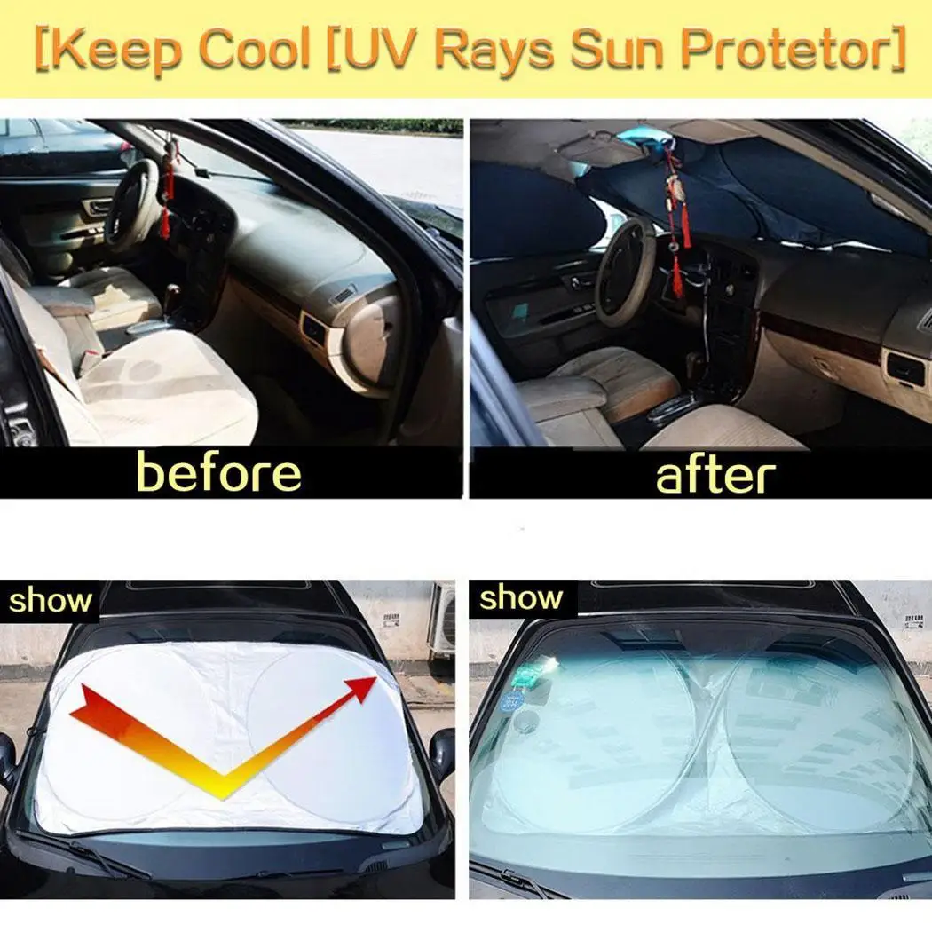 6Pcs Car Side Windshield Sunshades Rear General Window Silver Set Sun Visor Protector Solid |