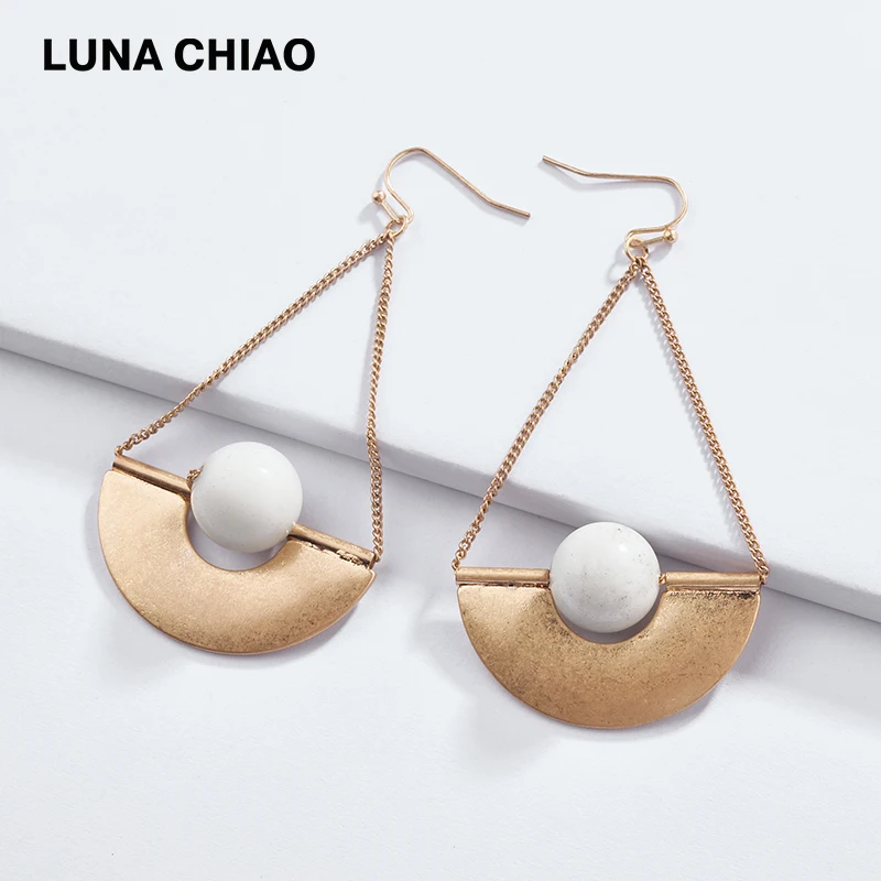 Женские полукруглые серьги подвески LUNA CHIAO модные висячие из натурального белого