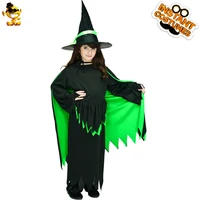 dsplay halloween wicked witch of the west child costume girls elegant black and green long dress fancy costumes for new year