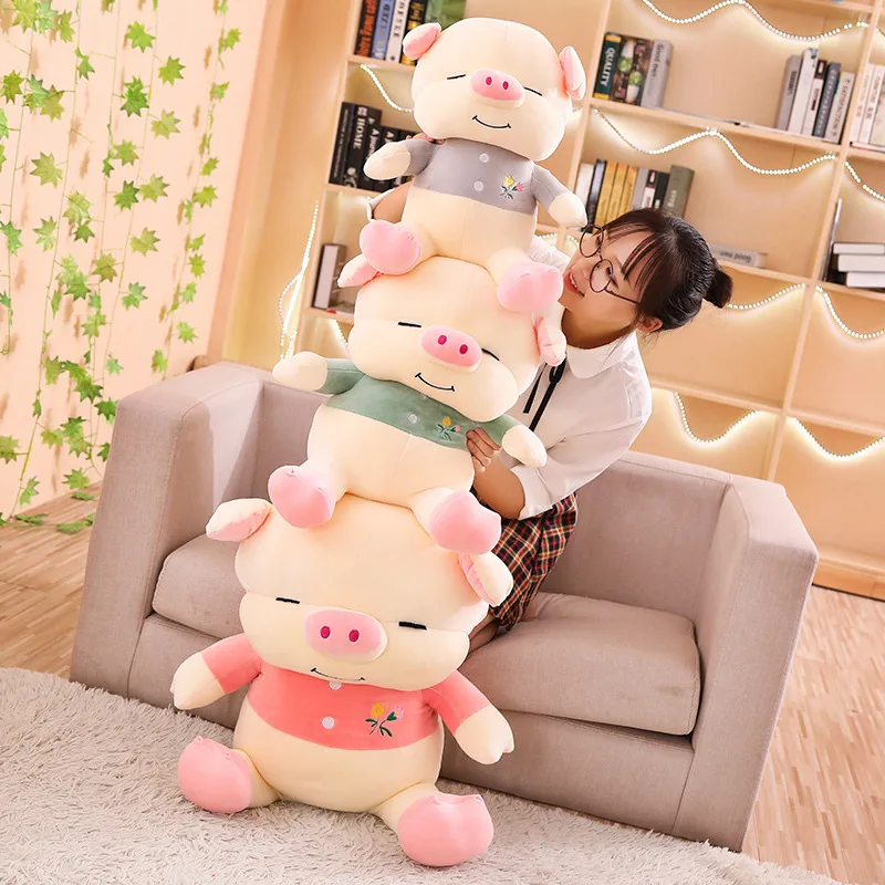 

1pc 50/65cm Happy Fat Pig Pillow Plush Toy soft animal stuffed cushion Sofa decor high quality Kawaii Lovely Gift for children