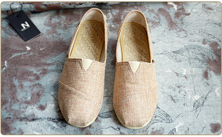 Summer Linen Shoes Men's Low-Top Canvas Shoes Breathable a Pedal Lazy Espadrilles Shoes Retro Flat Fisherman Shoes Men tm0064