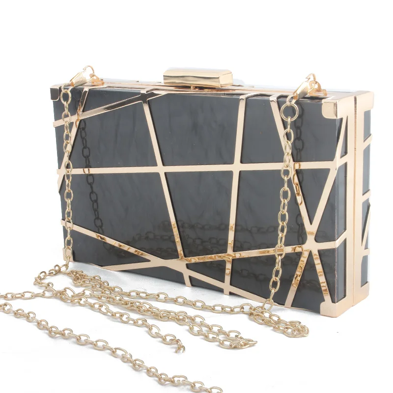 

Fashion Acrylic Box Ladies Geometric Day Clutches Shoulder Bag Wallet Hard Case Luxury Evening Party Banquet Messenger Bag