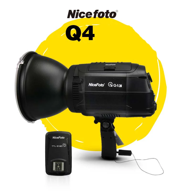 

Вспышка NiceFoto HS Q4C 400 Вт HSS 1/8000S для студийной съемки, высокоскоростная вспышка lite с передатчиком для камеры Canon