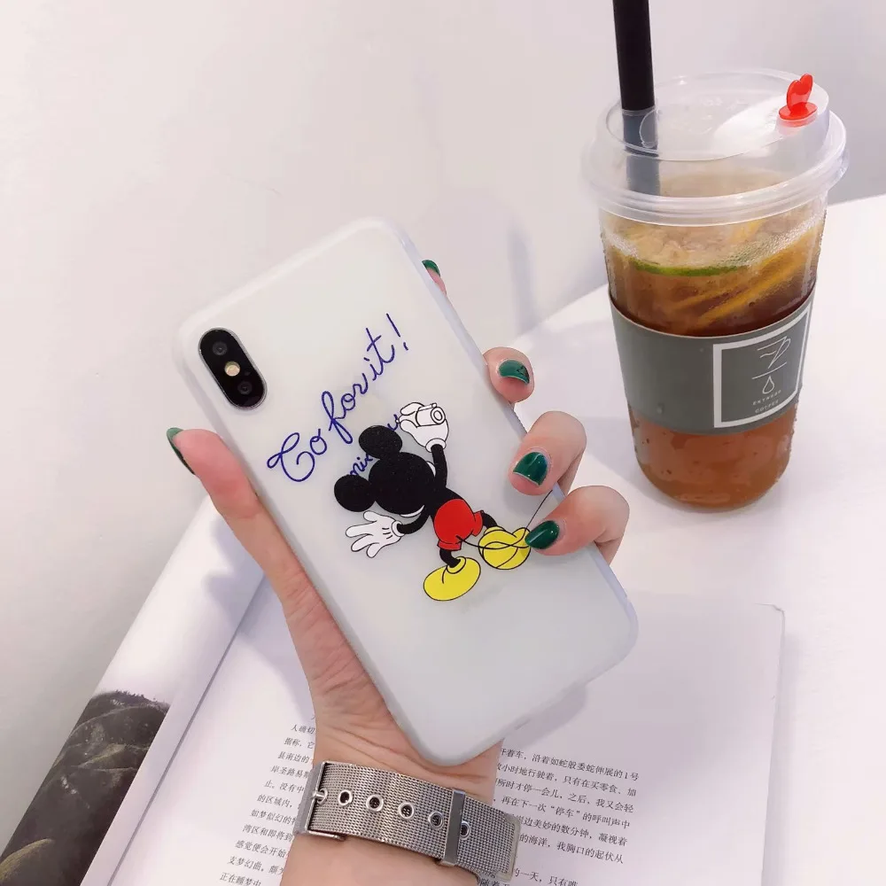 GABOOM Phone Case for iPhone 7 case 6s 6 8 Plus X Soft TPU Matte Letter Fashion Cartoon Mouse Duck Moblie Bag |