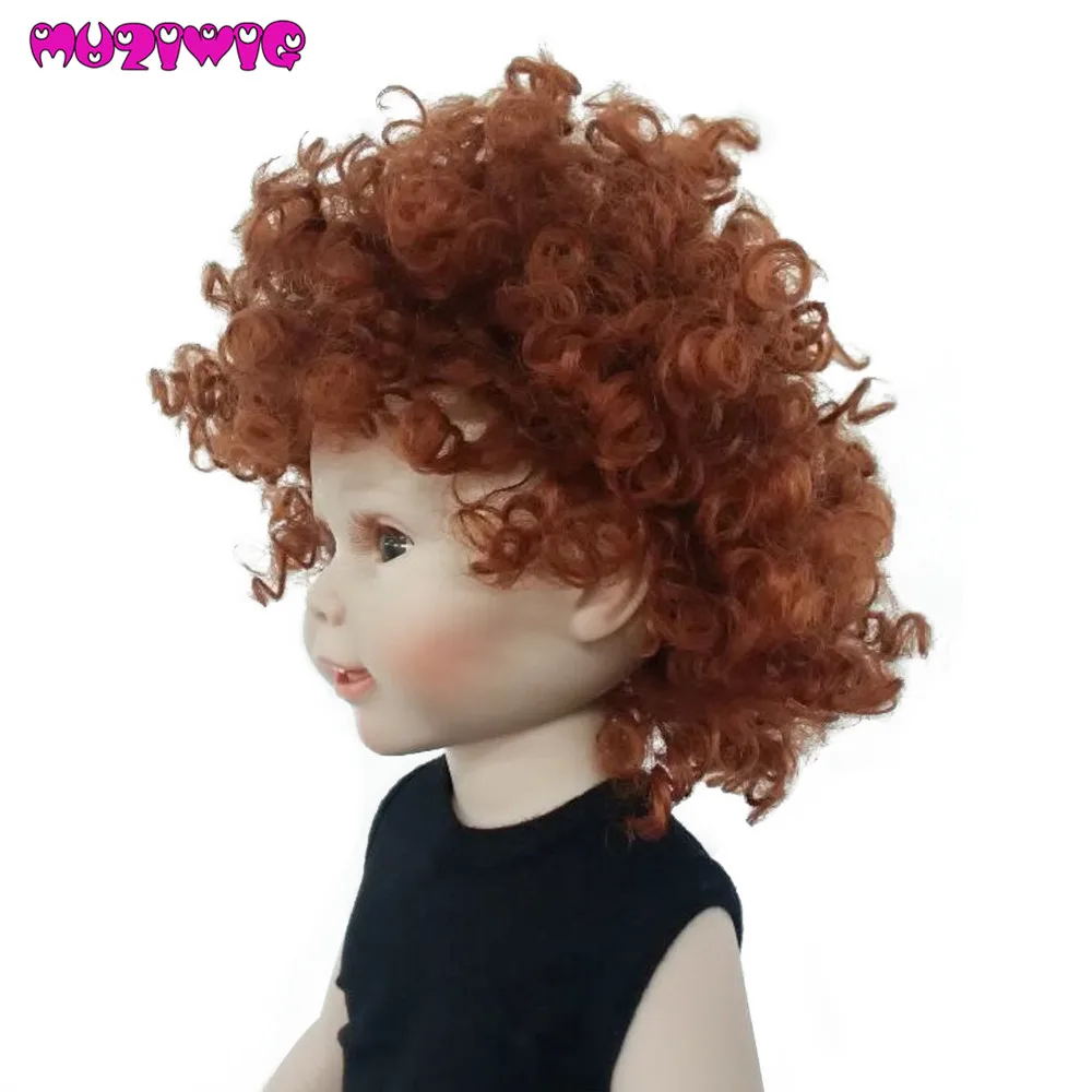 Высокое качество, высокотемпературное волокно, кудрявые Детские синтетические короткие парики для 18in американских кукольных париков 907