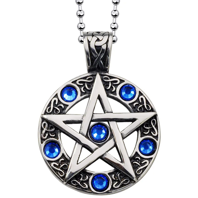 Тигр Тотем синий и красный цвета циркон Пентаграмма Круг Кулон позолоченный