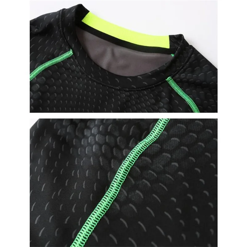

New Men Fitness Activewear Sets [top and leggings] Long Sleeve Tshirts Trouser Elastic Compression Male Brand Clothes