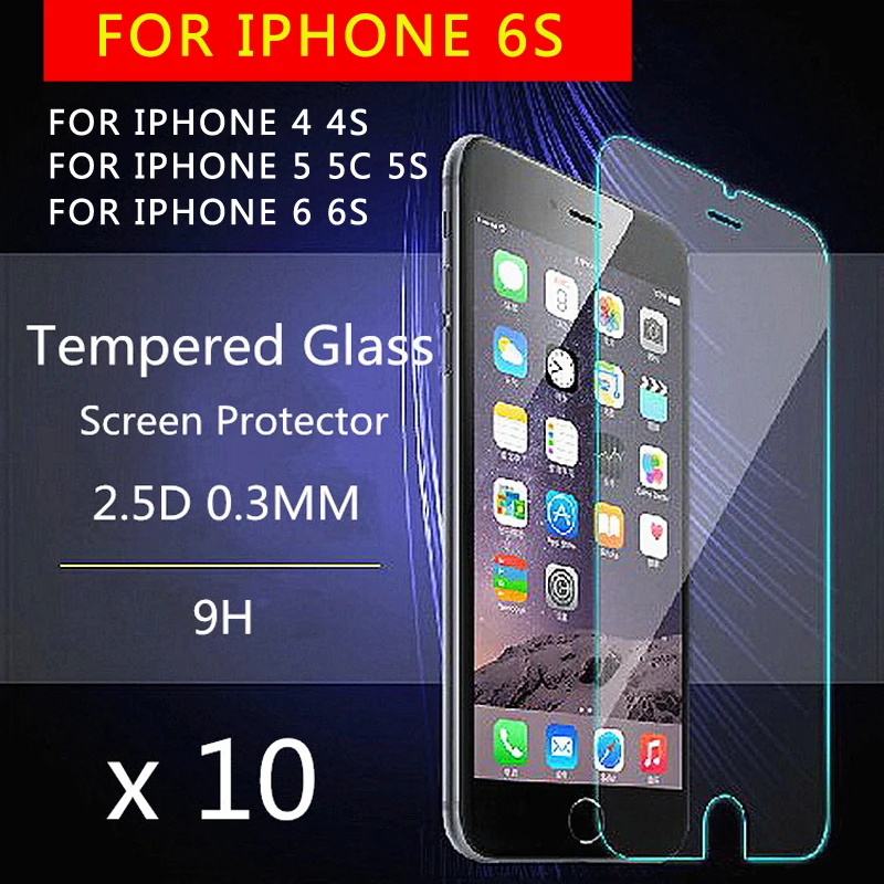 10 шт 0 26 мм устойчивое к царапинам закаленное стекло для iPhone 6 6s plus 7 5 5S 4 4S защитная