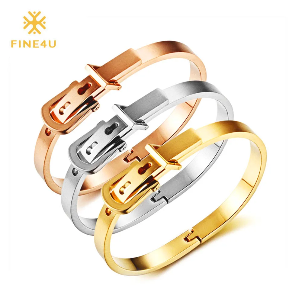 Новинка 2018 браслет с пряжкой для ремня FINE4U B050 мужчин и женщин браслеты из