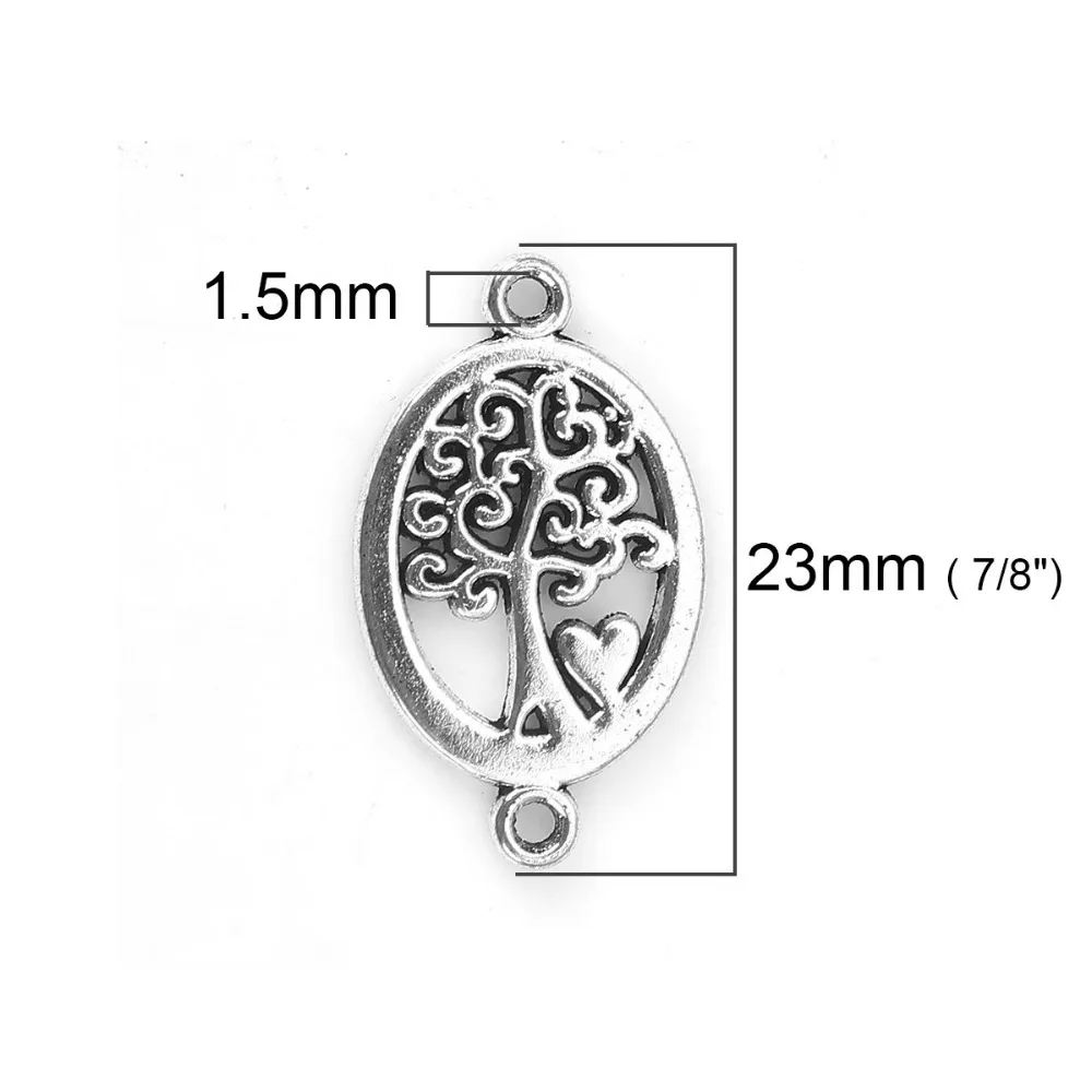 

DoreenBeads Zinc Based Alloy Connectors Round Hollow Tree Silver Color Color Jewelry Making Findings Accessories, 50 PCs