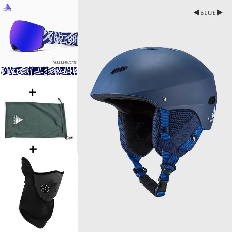 Professional CE Certification Adult windproof Ski Helmet for Men Women Skating Skateboard Snowboard Snow Sports Helmets 54-61cm - Цвет: Bule 5 Set