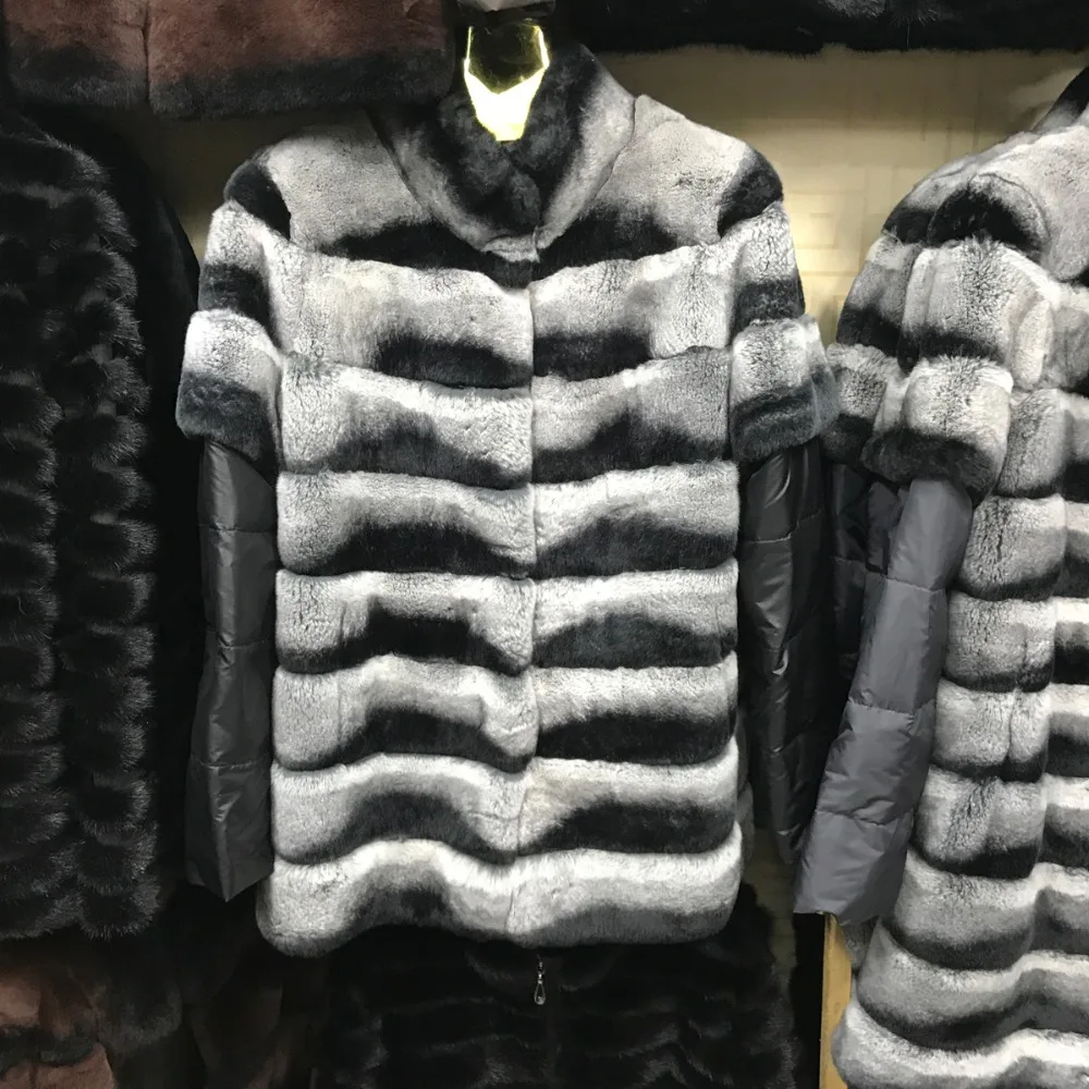 Новые женские шарф из настоящей шерсти кролика декоративного пальто 100%