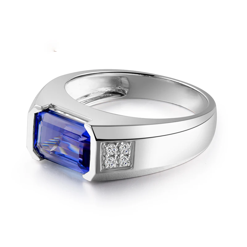 3.19ct натуральный алмаз Танзанит кольца в 18Kt белое золото AAA Танзанит обручальное кольцо для мужчин изысканные ювелирные изделия из танзанита WU292