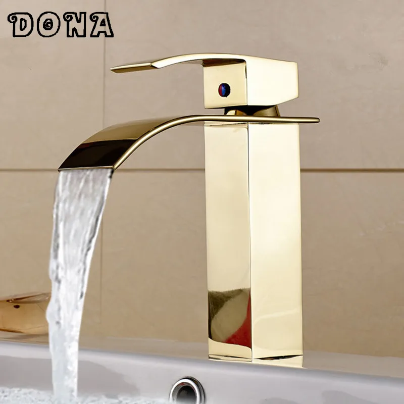 

Абсолютно новый полированный кран для раковины и водопада, однорычажный кран с одним отверстием для водопада, смеситель для раковины на бор...