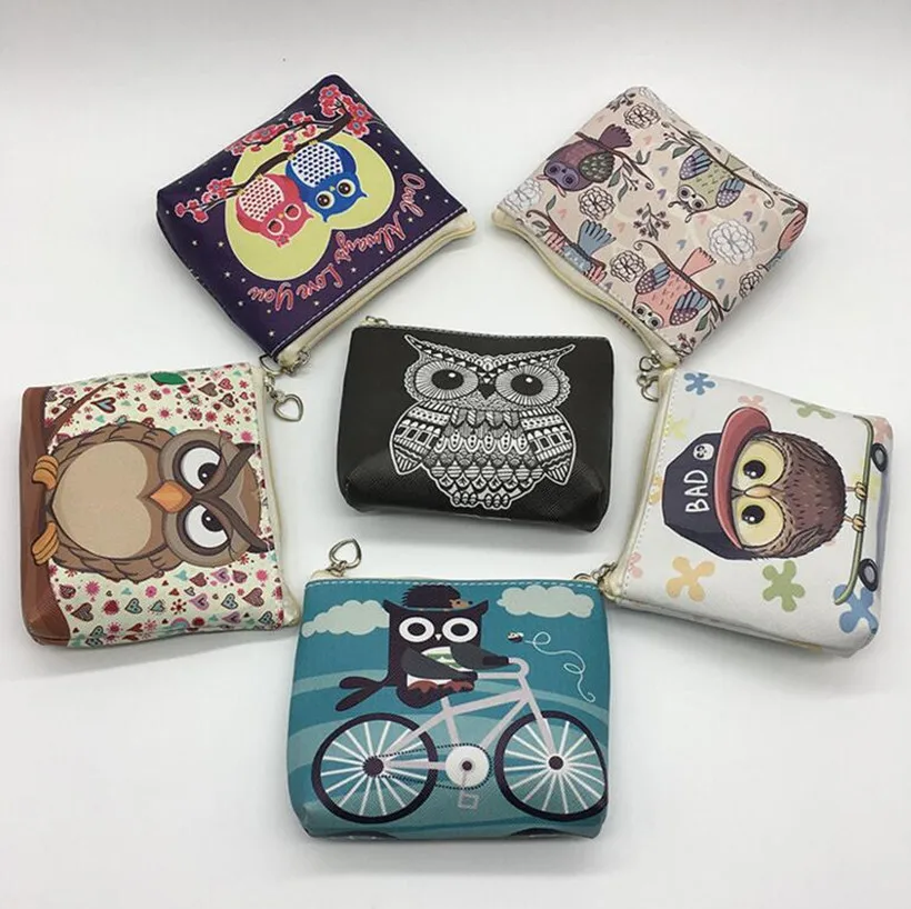 

M101 Printing Women Purses Cute Owl Series Ride A Wear A Hat Get Angry Takeoff Zero Purse Coin Bag