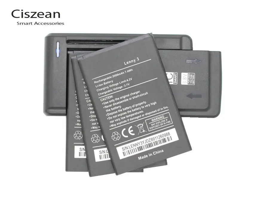 Ciszean 3x Новый 3 7 в 2000 мАч запасной аккумулятор lenny + универсальное зарядное