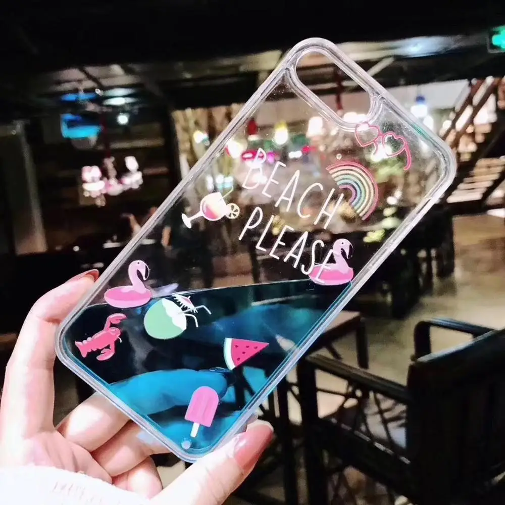 Чехол для телефона с плавательным Фламинго Quicksand IphoneXSMAX XS XR Hawaii Style задняя крышка