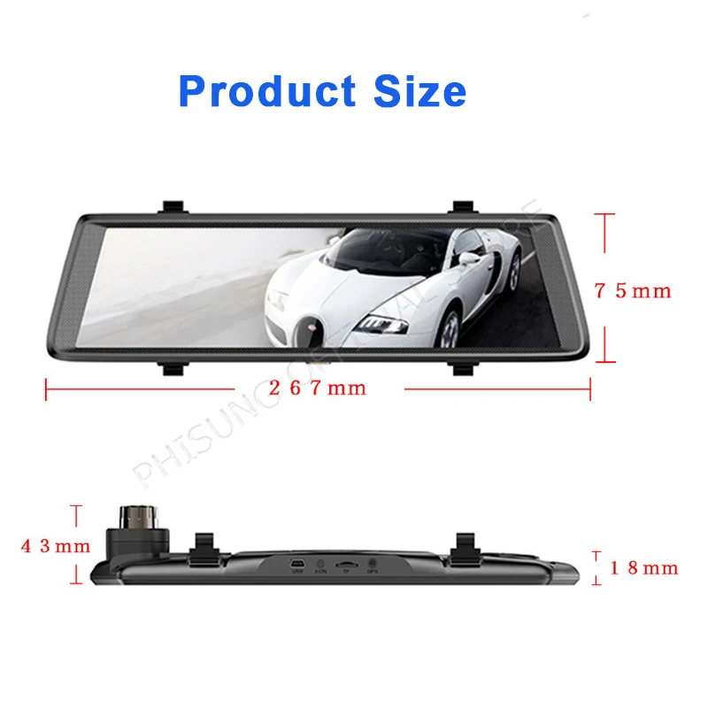 Sinairyu 10 &quotips полный сенсорный экран монитор с зеркальным отображением DVR задней