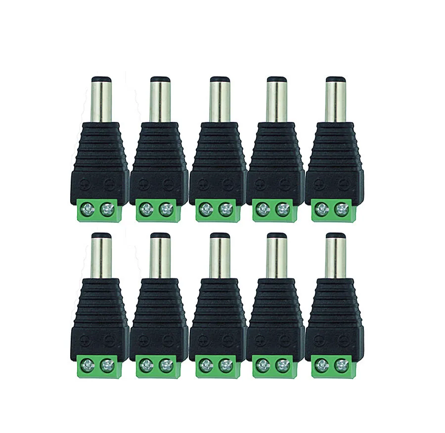 100pcs/Lot 12V 2.1 x 5.5mm DC Power Plug Jack Adapter Connector For CCTV Flexible Single Color 5050 3528 LED Strip Light | Обустройство