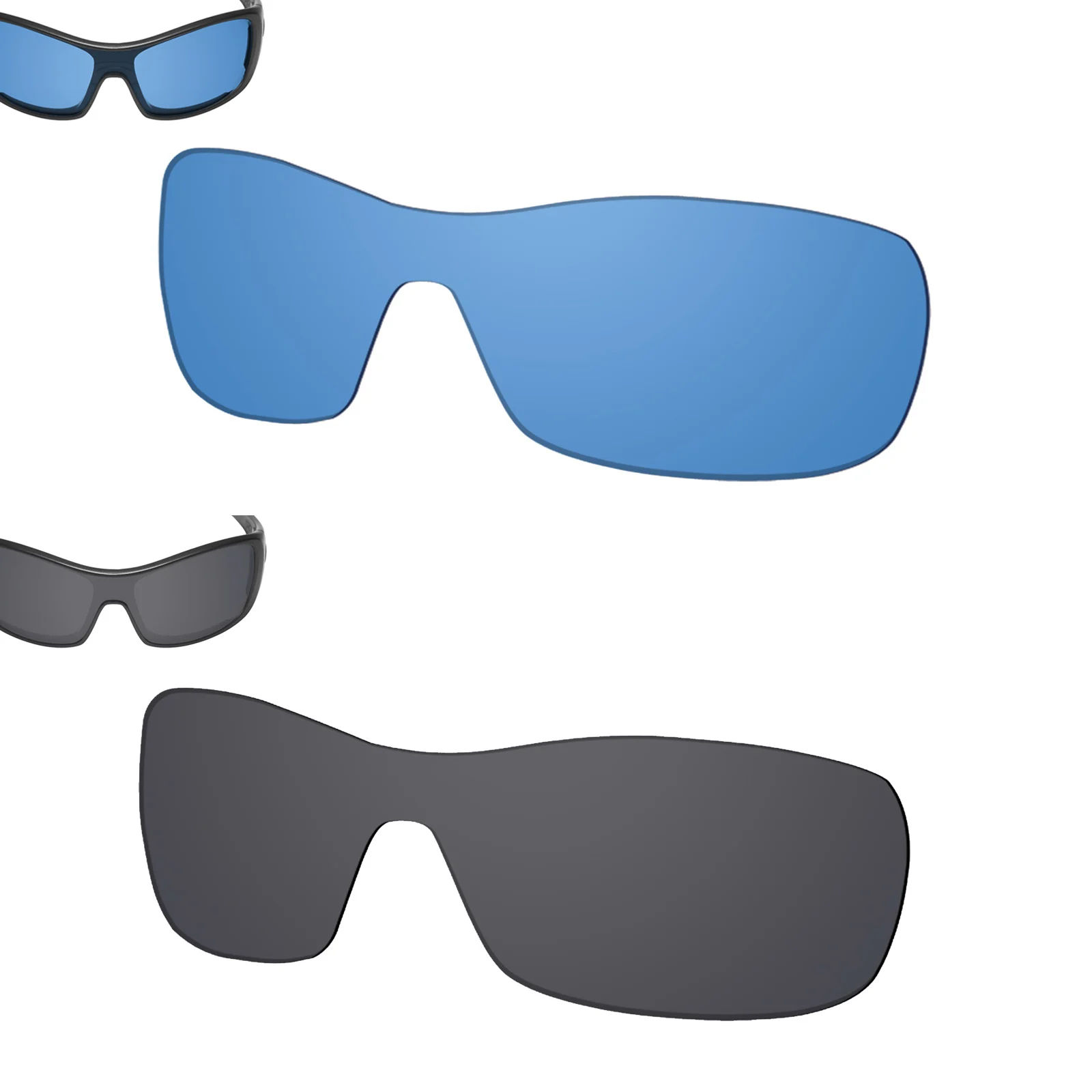 SmartVLT 2 Pieces Polarized Sunglasses Replacement Lenses for Oakley Antix -HI-DEF Blue and Solid Black