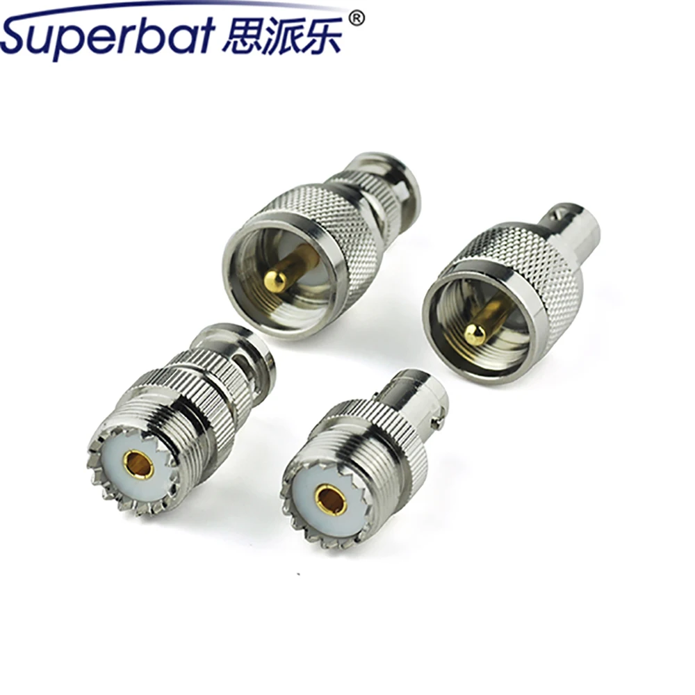 Superbat 4pcs/kit BNC-UHF Adapter Kit BNC to UHF 4 Type RF Coaxial Connector Kit Coaxial Adapters Straight Nickel Plated