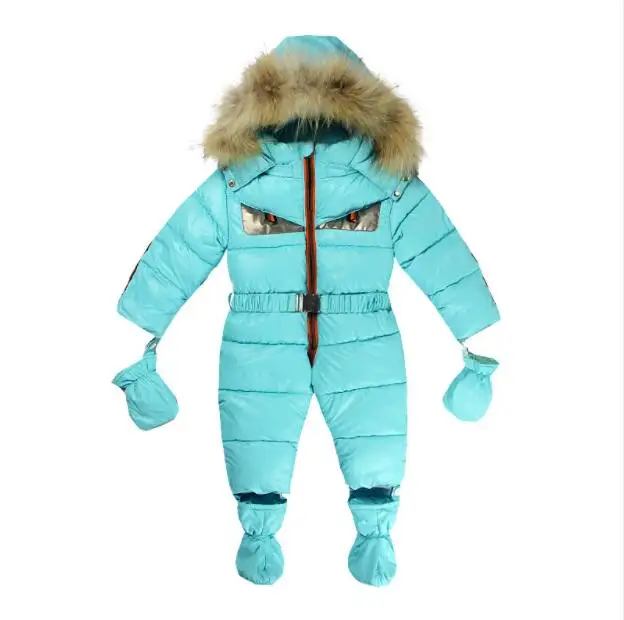 sky blue Зимний детский комбинезон, детский комбинезон, хлопковый комбинезон с перьями для новорожденных, комбинезон для маленьких мальчиков и девочек, верхняя одежда - Цвет: sky blue
