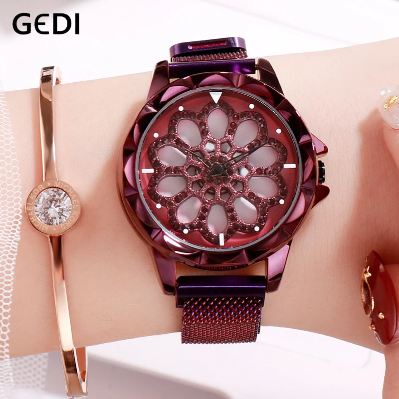 GEDI Women Watches Fashion Clock 2019 Ladies Watch Top Luxury Brand Quartz Wristwatch Gifts for Magnet Mesh Belt New|Женские наручные