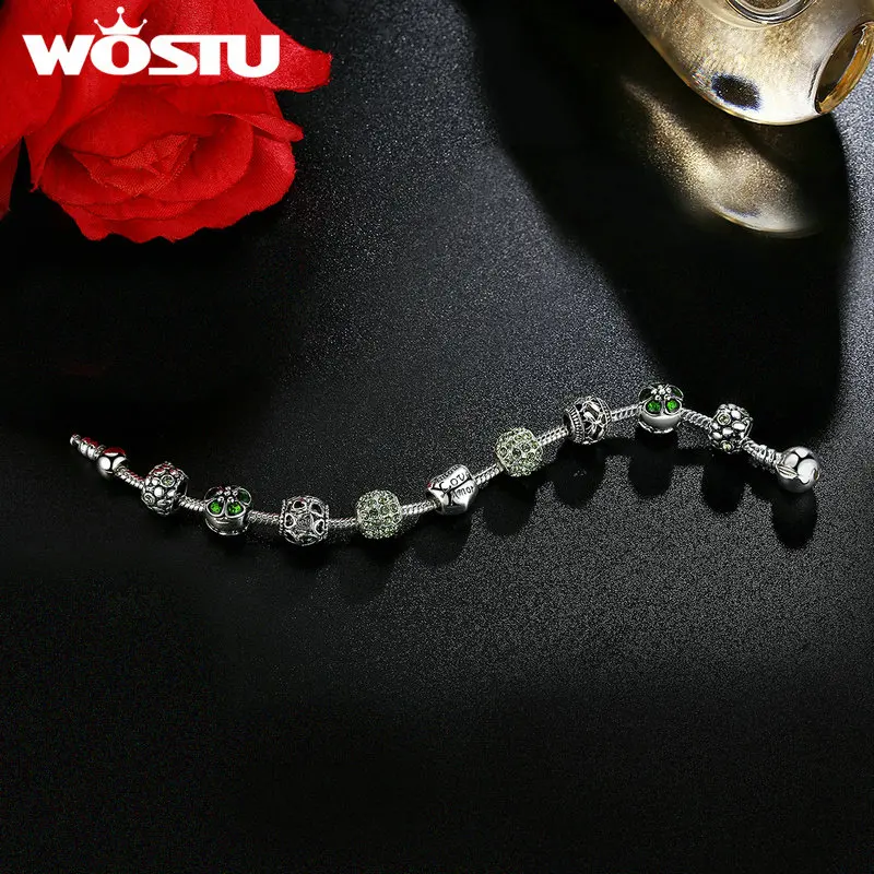 Женский браслет с ажурным сердцем зелеными бусинами|charm bracelet|silver charm braceletbracelets &