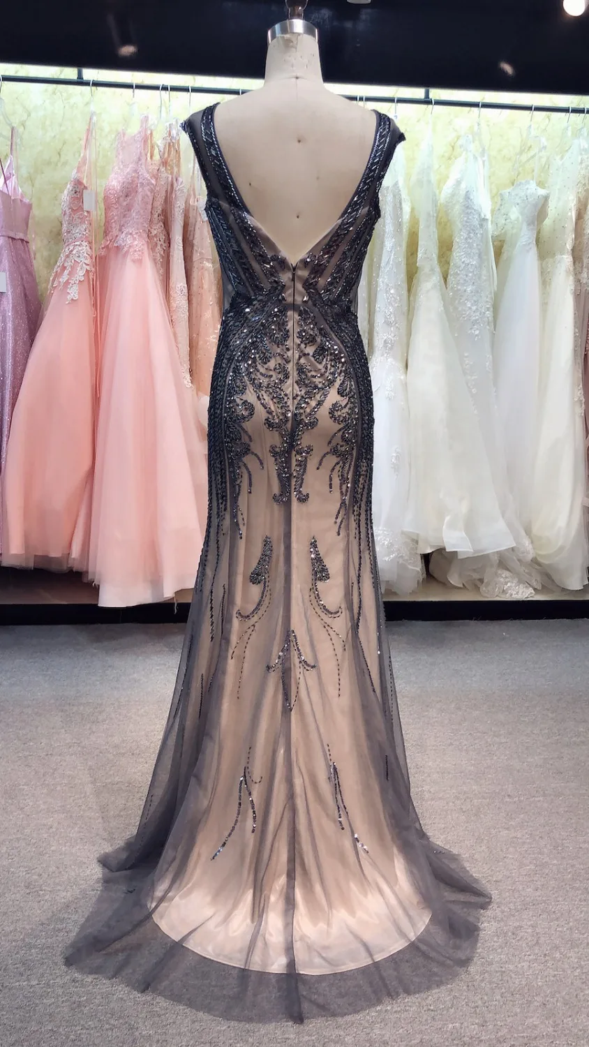 

Dubai New Luxury Sexy Sleeveless Evening Dresses Mermaid Diamond Beading Mermaid Evening Gowns Formal Prom Dress 2019