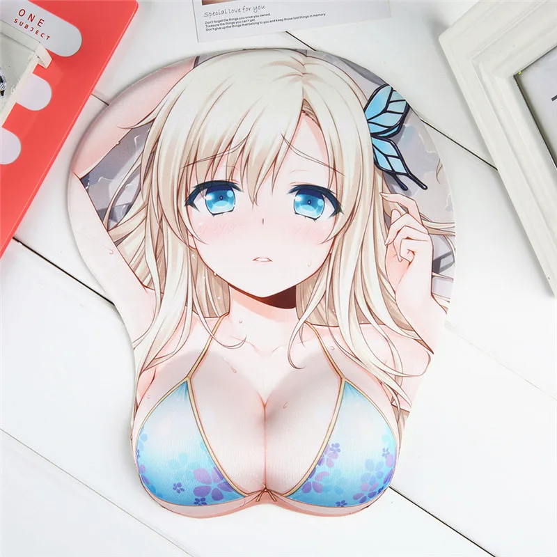 Аниме 3D Мышь коврик для мышки Мягкие силиконовые гелевые на грудь сексуальная