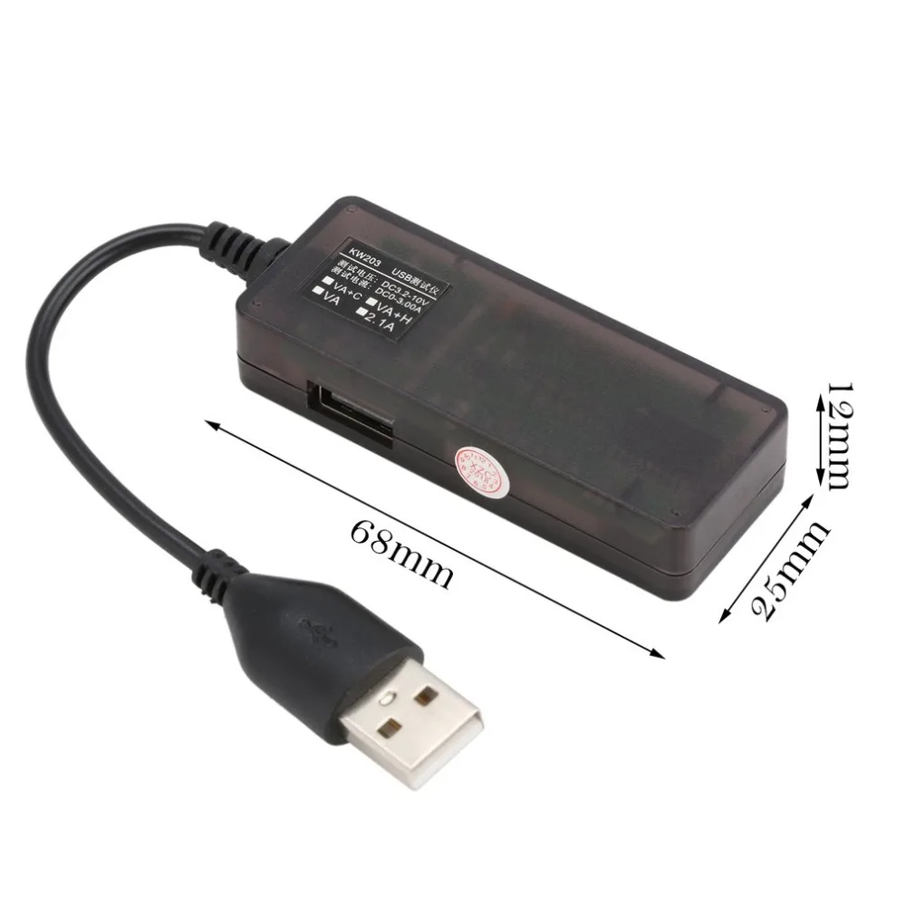 KW203 детектор USB зарядка напряжение панельный измеритель тока светодиодный