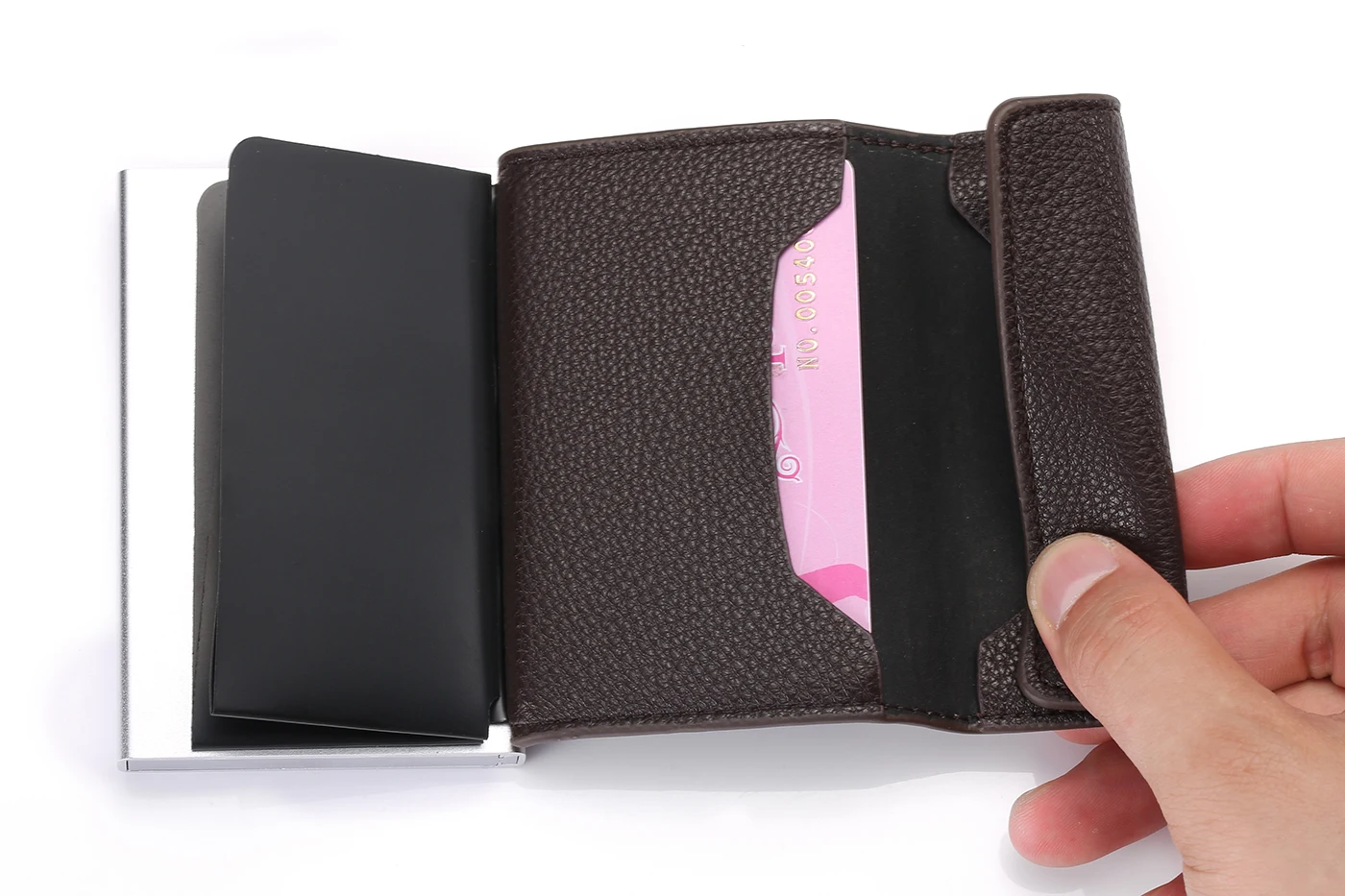 BISI GORO RFID Блокировка Карты Кошелек бизнес держатель для карт алюминиевая коробка Модный мягкий кожаный тонкий чехол для карт Прямая поставка