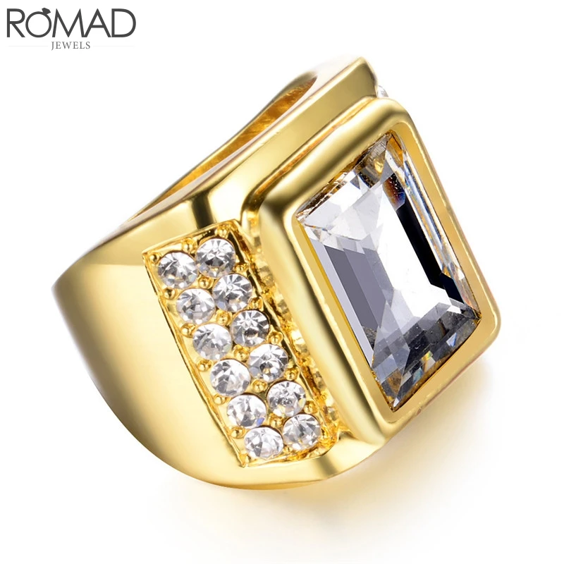 ROMAD хип-хоп кольцо с фианитом для мужчин кристаллами и стразами в стиле панк-рок