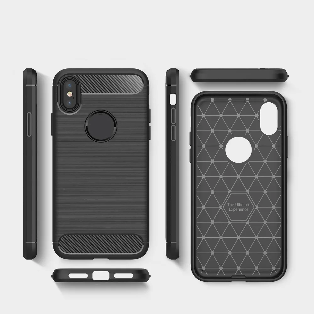 For iPhone X XS XSMAX XR Soft Silicone Armor TPU Bumper Carbon Fiber phone case shockproof cover 8 7 6 6s plus 5 5S SE |
