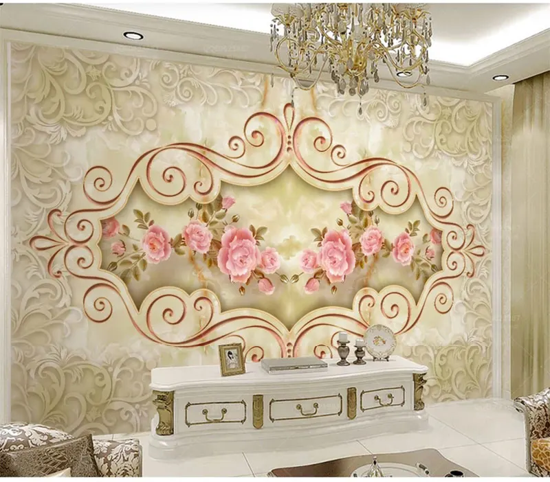 Custom Any Size Mural Wallpaper Mountain European Pattern Embossed flowers TV Backdrop Bedroom Photo Wall Paper 3D | Обустройство