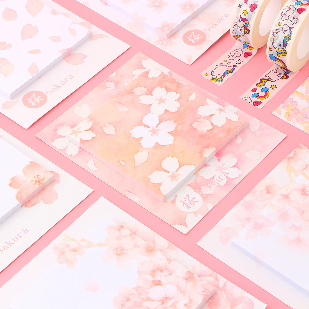 2 шт./лот Kawaii розовые вишневые цветы блокнот Липкие заметки бумажные наклейки
